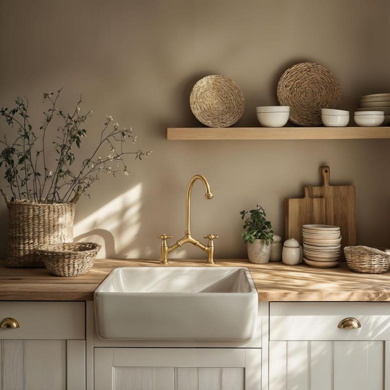 PB Класически носталгичен кухненски смесител Бронз с променливо разстояние между отворите, 2 дупки 18-25cm 1208954352