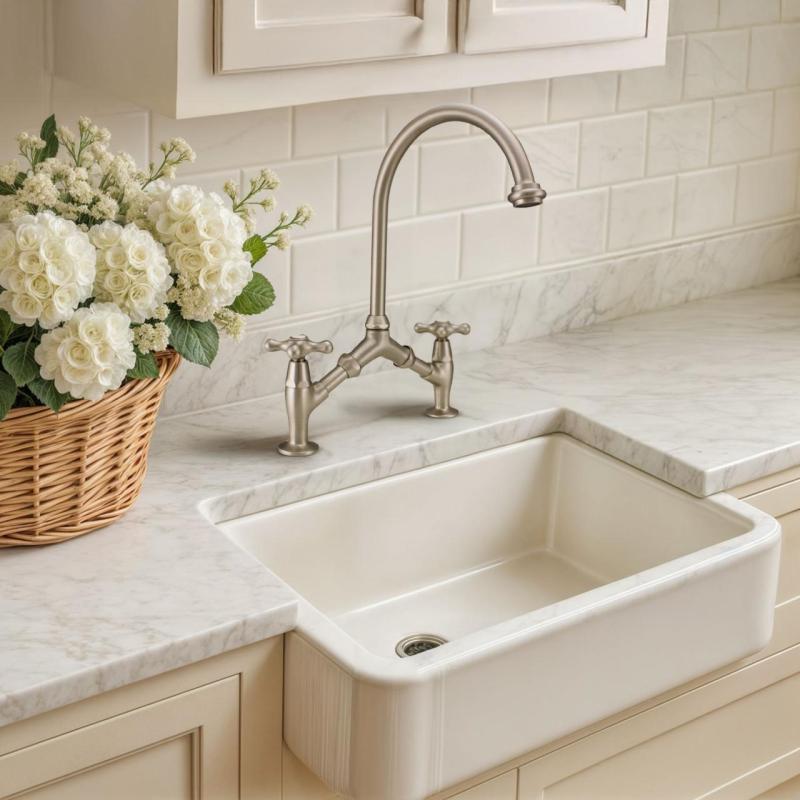 PB Класически носталгичен кухненски смесител от неръждаема стомана с променливо разстояние между отворите, 2 дупки 18-25cm 1208954353