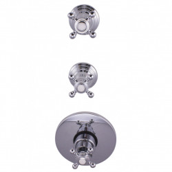 PB Classic носталгичен вграден душ термостат с 2 спирателни крана, хром