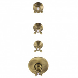 PB Classic носталгичен вграден душ термостат с 3 спирачни крана бронз