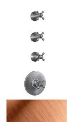 PB Classic носталгичен вграден душ термостат с 3 стоп крана мед