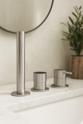 Водна революция Flow 3-дупков смесител за вана за монтаж на ръба на ваната, неръждаема стомана T138SBIE