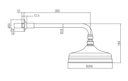PB носталгична душ глава 20cm с анти-варовик и душ-рамо хром