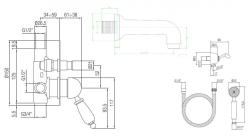 PB носталгичен комплект за вграждане на вана Бронз