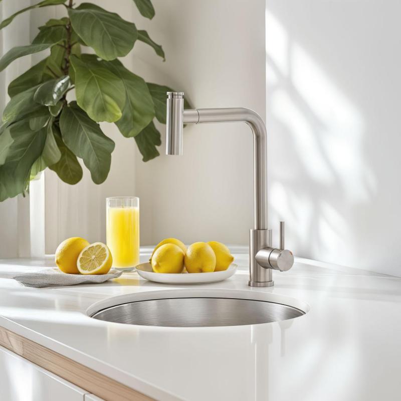 Quadri Cardiff Кухненски миксер с издърпващ се душ и 2 вида струи, неръждаема стомана 1208955914