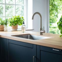 Quadri Coventry Кухненски смесител матиран хром с въртящ се чучур1208956032