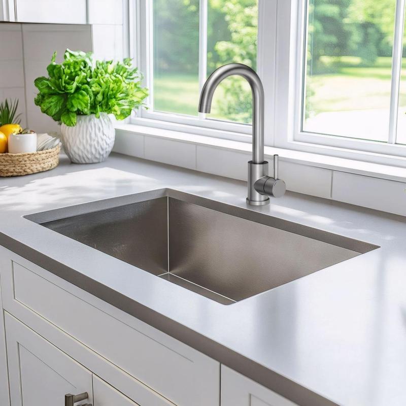 Quadri Coventry Кухненски смесител матиран хром с въртящ се чучур1208956032