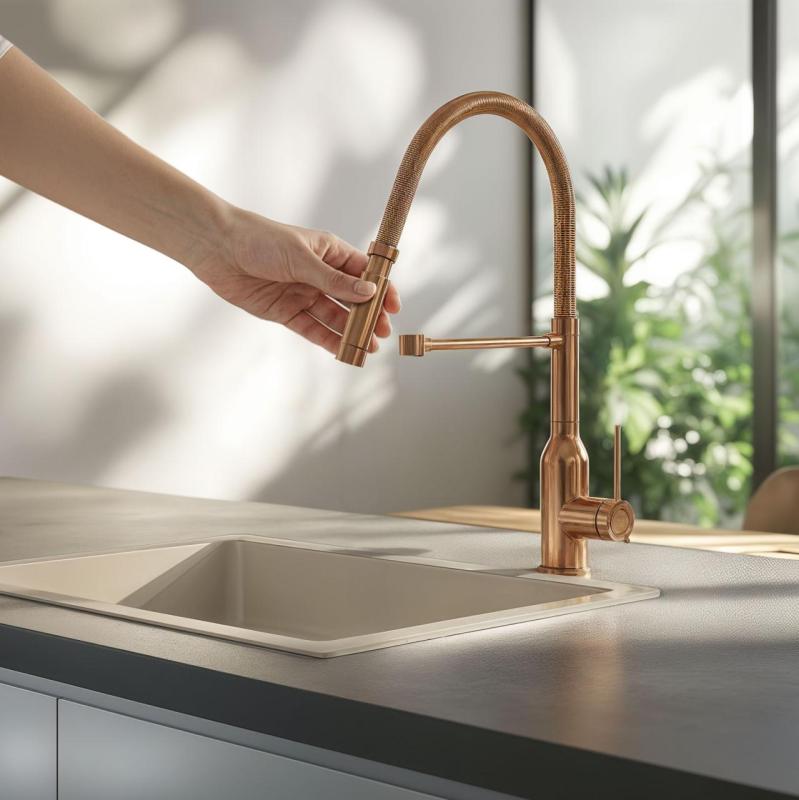 Quadri Stamford Висок смесител за кухня с гъвкав чучур ,PVD четкана мед 1208956078