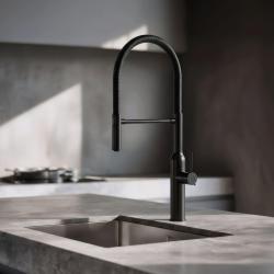 Quadri Stamford Висок смесител за кухня с гъвкав чучур, матово черен 1208956079