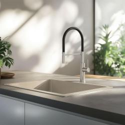 Quadri Retford Кухненски месител от неръждаема стомана с гъвкав черен чучур 1208956089