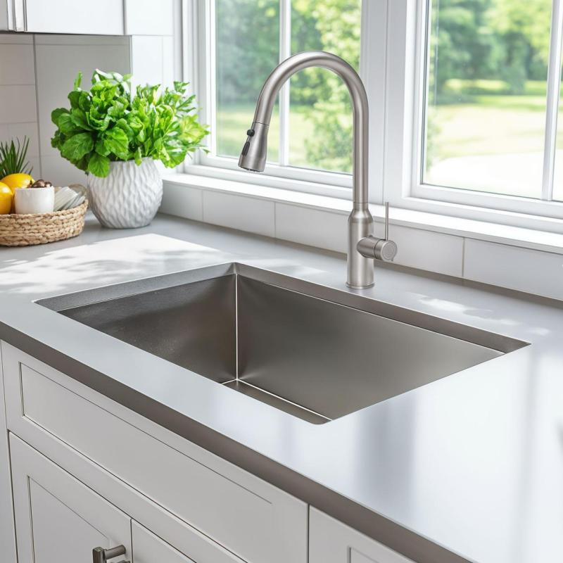 Quadri Stamford Кухненски смесител от неръждаема стомана с изваждащ се чучур и душ функция 1208956096