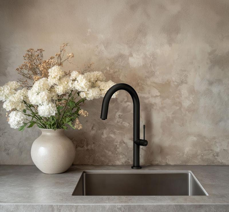 Quadri Brighton Кухненски смесител  в матово черно с въртящ се чучур 1208956107