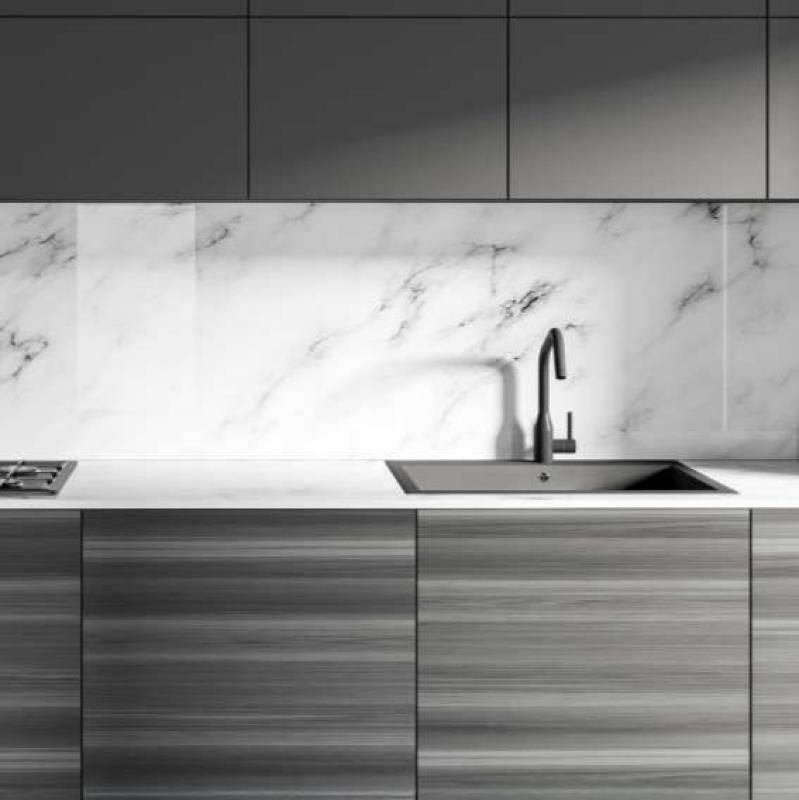 Синтетична бяла мивка 40x40 см за монтаж под, над и на нивото на плота с цедка от неръждаема стомана 1208956392