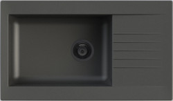 Ausmann Fibre голяма черна синтетична мивка с обръщаем отцедник 86x50 см с черна цедка 1208956781