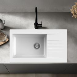 Ausmann Fibre голяма бяла синтетична мивка с обръщаем отцедник 86x50 см 1208956782