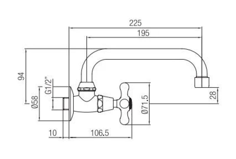 PB класически стенен кран за фонтан със силен бутон за студена вода и въртящ се носик от неръждаема стомана 1208956898