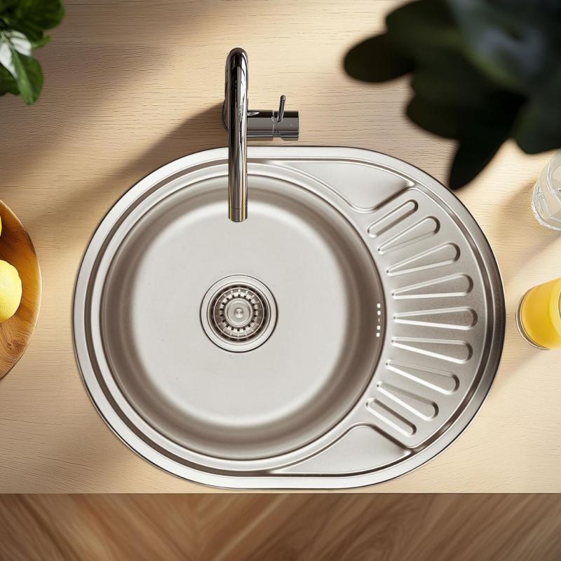 Ausmann Basic мивка от неръждаема стомана за монтаж над нивото на плота с обръщаем отцедник 57x45 см, включително сифон 1208956973