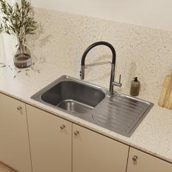 Ausmann Basic мивка от неръждаема стомана за монтаж над нивото на плота с обръщаем отцедник 76x42 см, включително сифон 1208956978