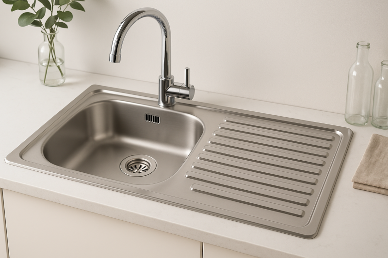 Ausmann Basic мивка от неръждаема стомана за монтаж над нивото на плота с обръшаем отцедник 75x40 см, включително сифон 1208956996