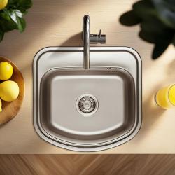 Ausmann Basic Мивка за монтаж над нивото на плота от неръждаема стомана 49x47 см отвор за смесител, включително сифон 1208956997