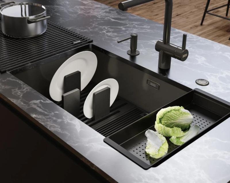 Franke Mythos Masterpiece Черна стойка за дъно и сушилник за съдове 676x401mm 112.0676.895