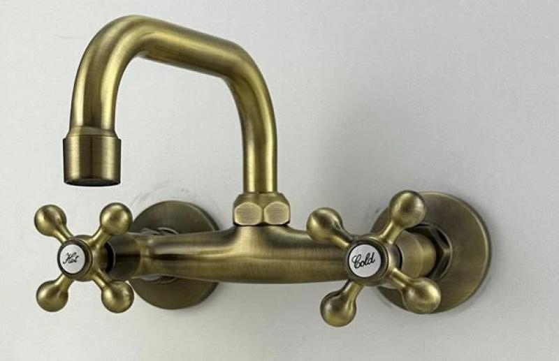 AquaTrimo Vivaldi Класически бронзов кухненски стенен смесител с горен чучур 21VV7066BN