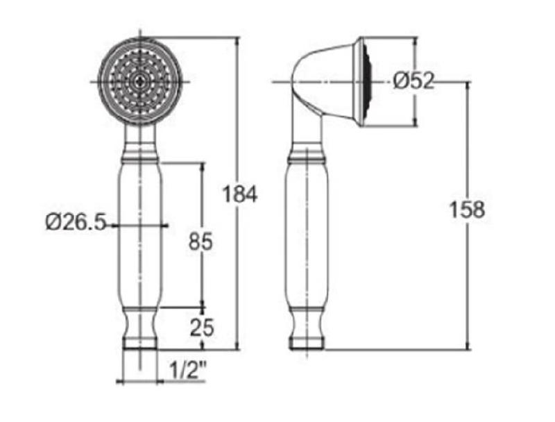 PB класически душ с ръчен душ от неръждаема стомана с бяла дръжка 1208957105