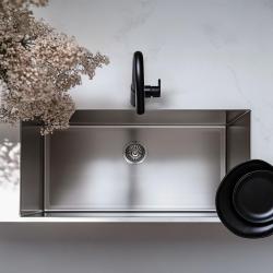 Ausmann Oder Голяма мивка от неръждаема стомана 74x40 см за монтаж под, над и на нивото на плота, екстра дълбока 22 см 1208957114