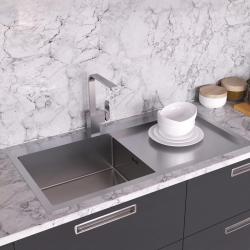 Ausmann Oder Blue голяма мивка от неръждаема стомана 100x51 см за монтаж над и на нивото на плота с отцедник 1208957124