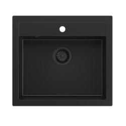 Quadri Farmhouse Рустикална гранитна мивка за междинен или монтаж над нивото на плота матово черно 595x540 мм 1208957208