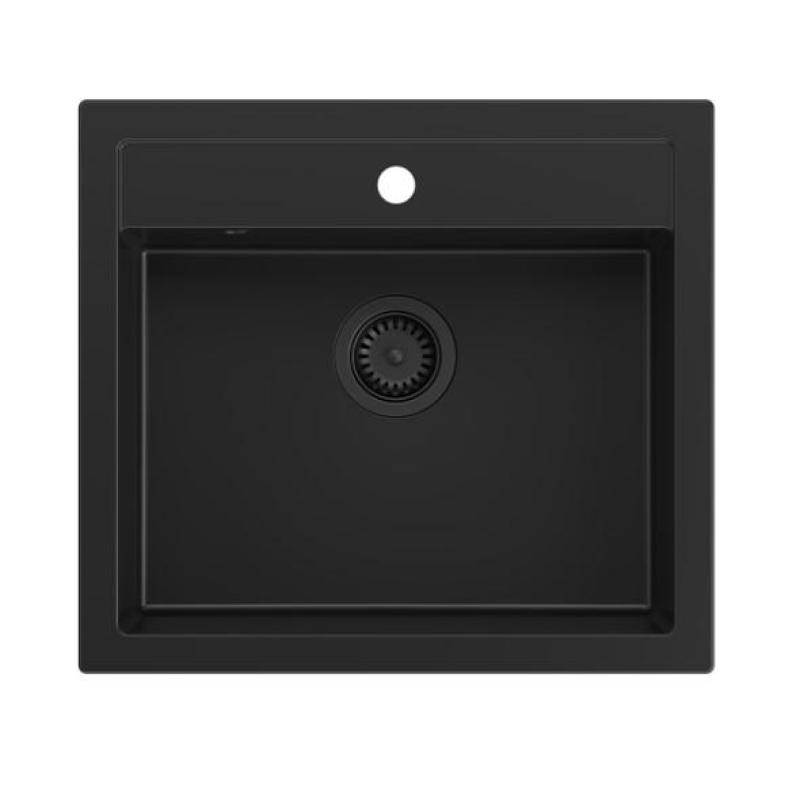 Quadri Farmhouse Рустикална гранитна мивка за междинен или монтаж над нивото на плота матово черно 595x540 мм 1208957208