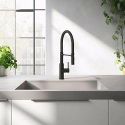 Quadri Chester Кухненски смесител с гъвкав чучур и душ с 2 вида струи, матово черен 1208957225