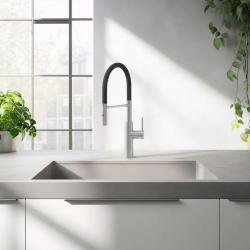 Quadri Chester Кухненски смесител с гъвкав чучур и душ с 2 вида струи, неръждаема стомана 1208957226