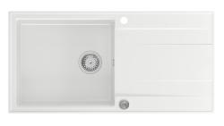 Quadri Luton бяла гранитна мивка за монтаж над нивото на плота с обръщаем отцедник 100x50 см с цедка от неръждаема стомана 1208957324