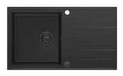 Quadri Luton черна гранитна мивка за монтаж над нивото на плота с обръщаем отцедник 86x50 см с цедка от неръждаема стомана 1208957327