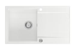 Quadri Luton бяла гранитна мивка за монтаж над нивото на плота с обръщаем отцедник 86x50 см с цедка от неръждаема стомана 1208957328