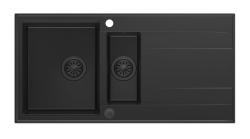 Quadri Luton черна гранитна мивка за монтаж над нивото на плота 1,5 с обръщаем отцедник 100x50 см с черна цедка 1208957329