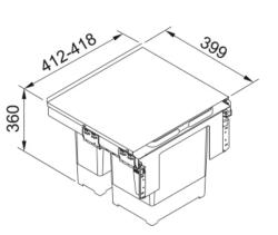 Franke Sorter Garbo 45-2 Система за отпадъци, за вграждане, 1x12 и 1x18л кош за отпадъци 1210200692
