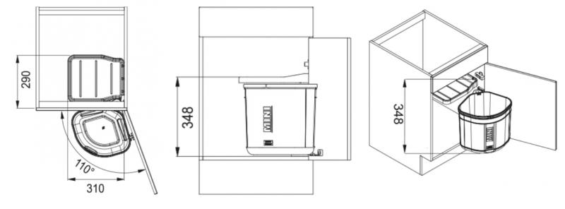 Franke Sorter Mini Система за отпадъци за врата 17 литра кош за боклук 1210176518