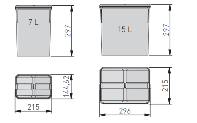 Garbi Basket B-70-4 Система за сортиране на отпадъци  за чекмедже 70см вкл. държач и 4 кофи за боклук 1208957476