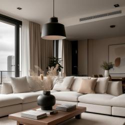 Декор Маргус матова черна метална висяща лампа с дървена добавка 2911