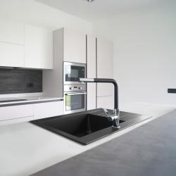 Ausmann Fibre Mini Черна мивка 62x50cm, монтаж над плота, обратима 1208957667