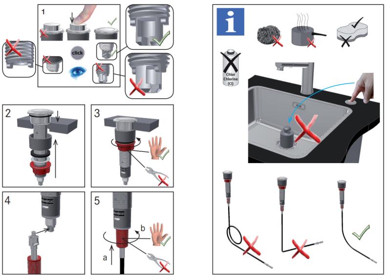 Franke Комплект за мивки с интегриран дренаж (турбо) с автоматично оттичане и бутон неръждаема стомана 1208957709