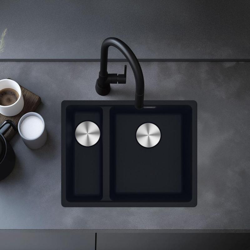 Франке Марис MRG 260-34-15 Фраграните Мат черен мивка с ляво разположение за плоско вграждане