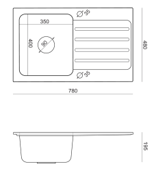Quadri Fusion монтажна мивка от неръждаема стомана с черна гранитна част за отцеждане 78x48 обратима 1208957875
