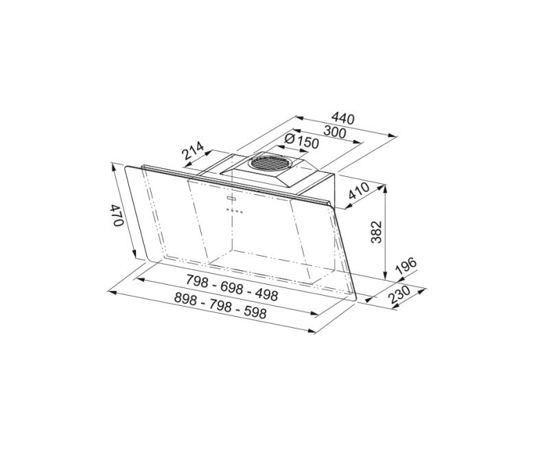 Franke Smart вертикален аспиратор с черно стъкло 90см 110.0377.734