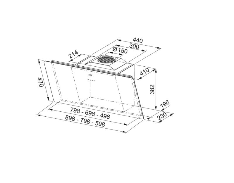 Franke Smart вертикален черен стъклен аспиратор 60см 110.0377.736