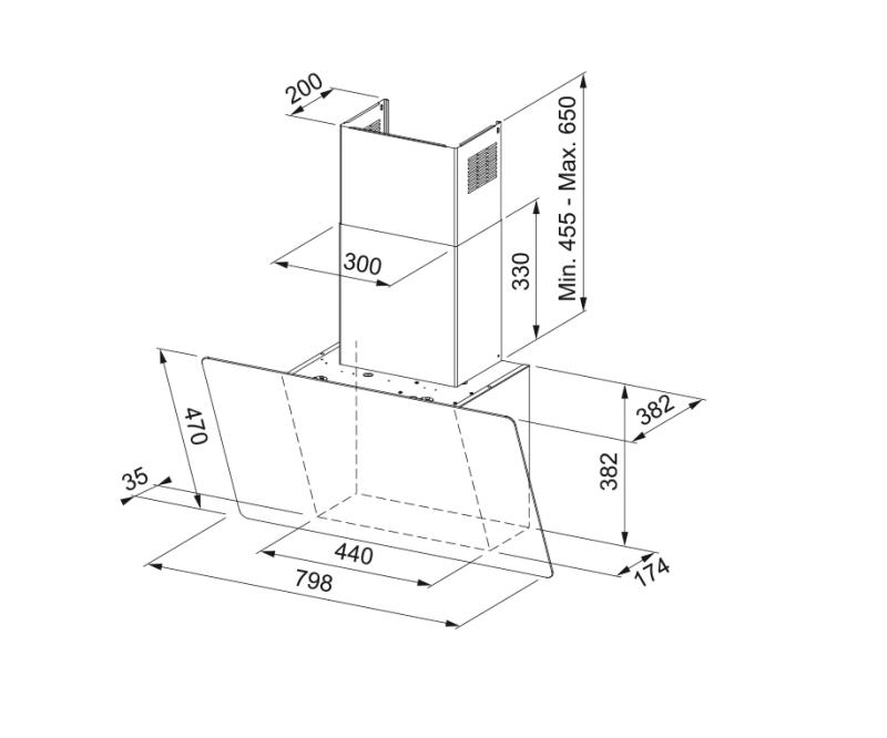 Franke AQ Sense стенен модел черен абсорбатор 80см 330.0657.270