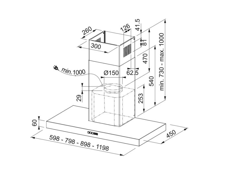 Франке Mythos Tale стенен модел матов черен абсорбатор 90cm 325.0657.512