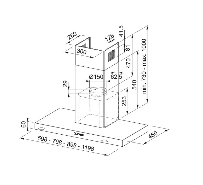 Franke Mythos Tale стенен модел аспиратор от неръждаема стомана 60 см 325.0597.293
